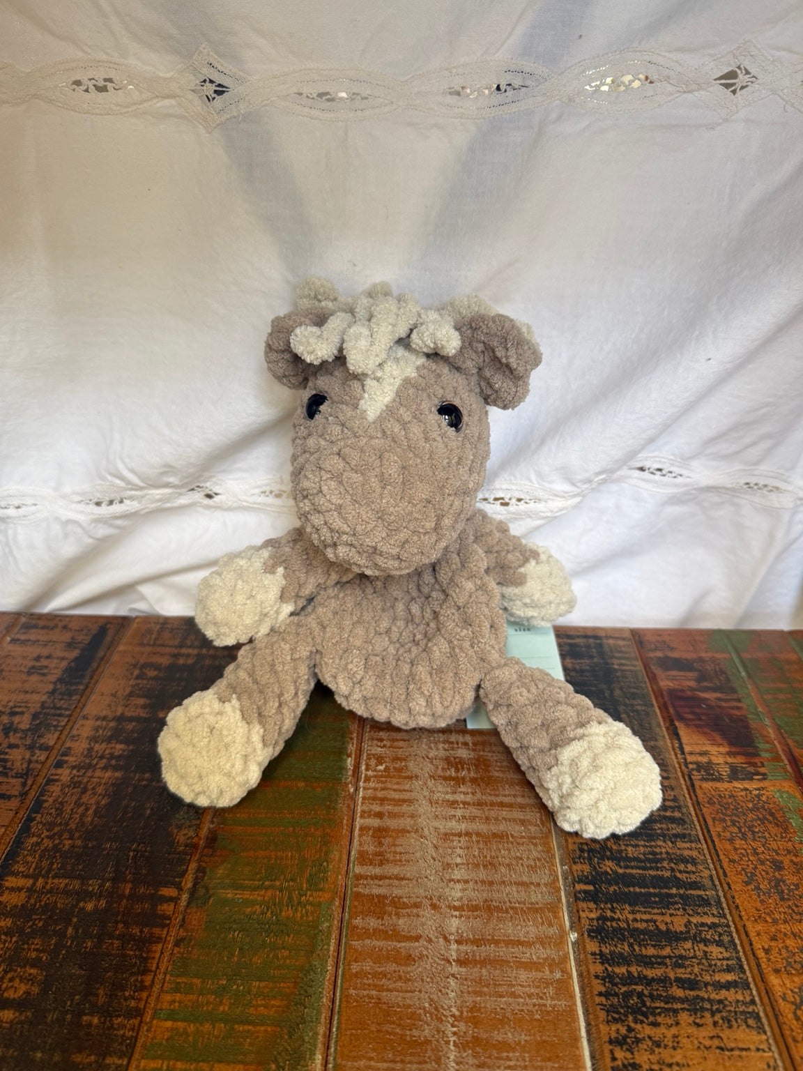 Bitty Pony Snuggler handmade crochet pony front view