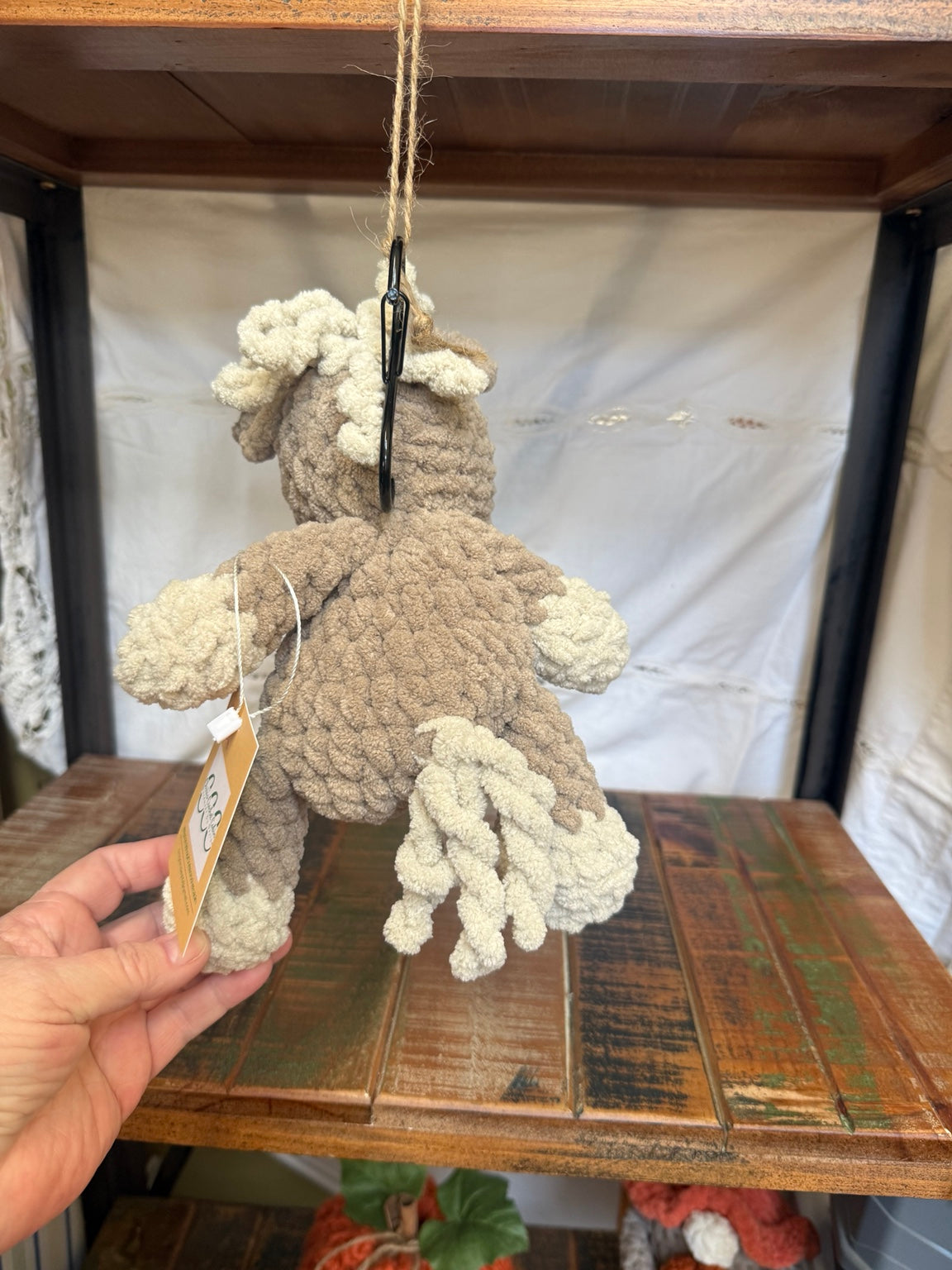 Bitty Pony Snuggler handmade crochet pony back view