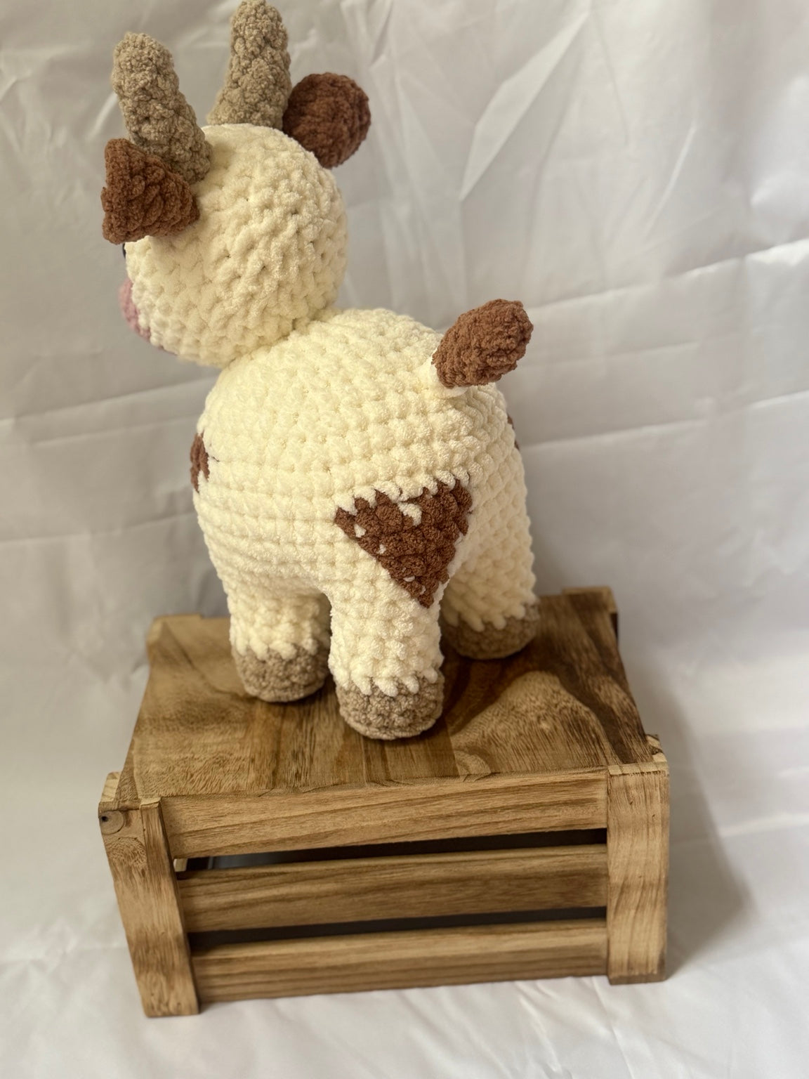 Chubby Cow Stuffy handmade crochet cow back view