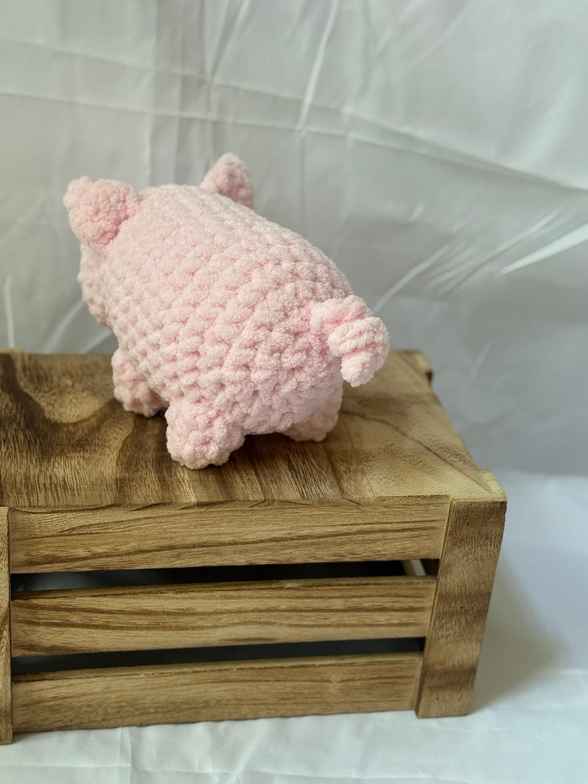 Piggy Stuffy handmade crochet pig back view
