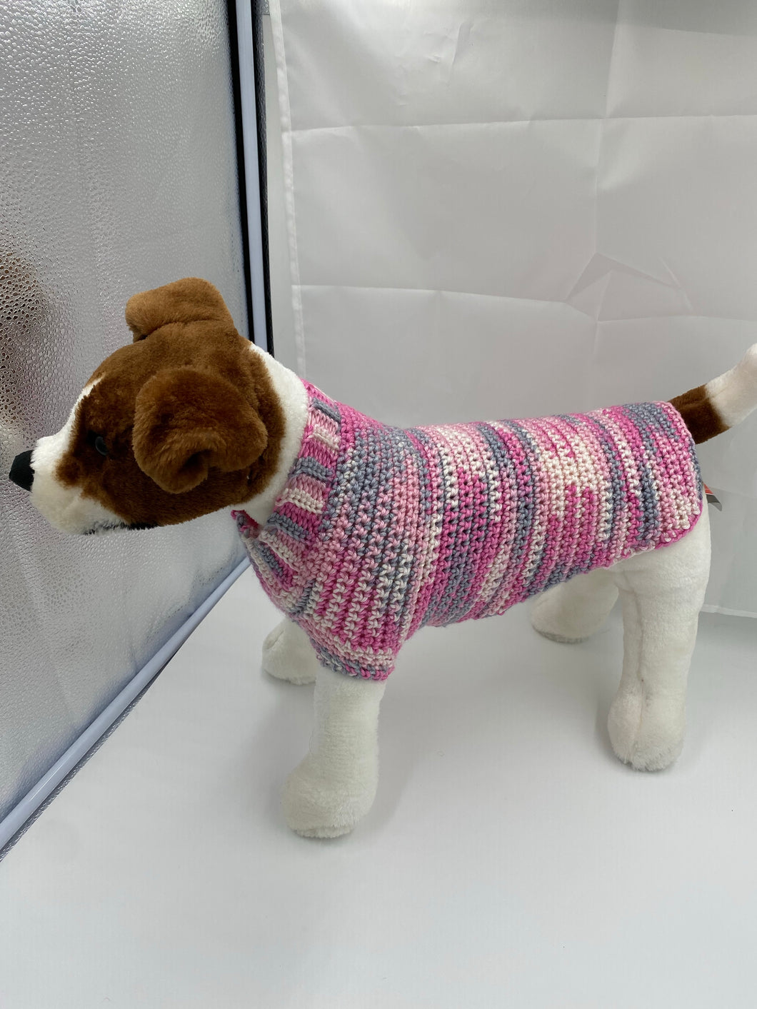 Pink and Gray Plaid Dog Sweater